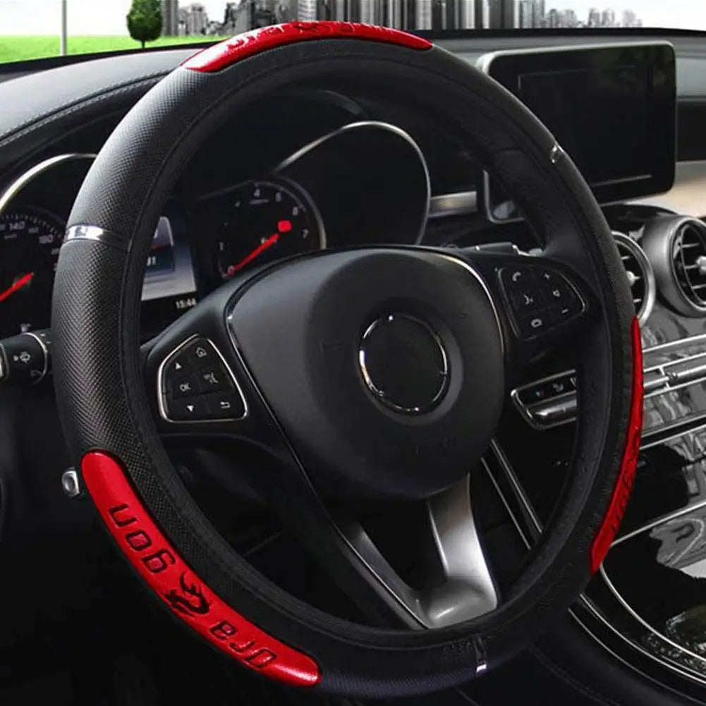 1PC New Universal Car Steering Wheel Cover Reflective Dragon Cool Wheel Auto Leather Protector Color 5 38cm Steering Design