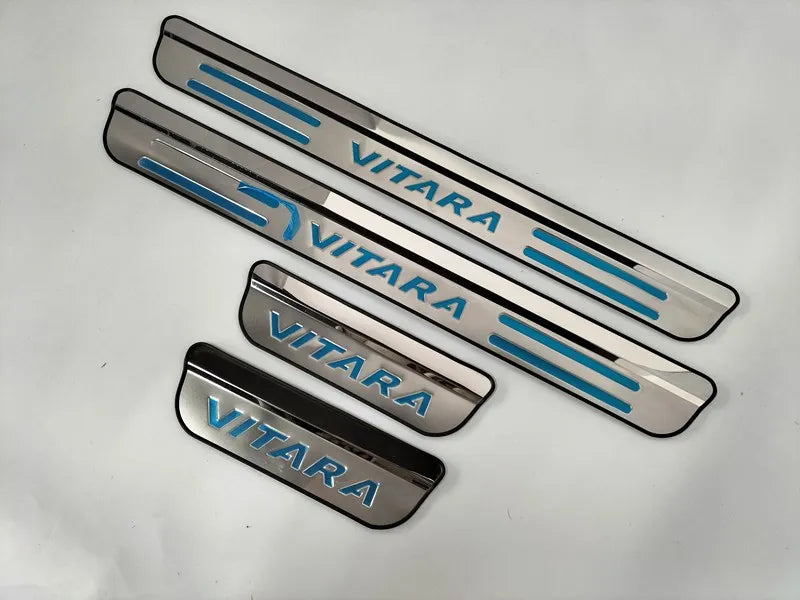 4Pcs/Lot Auto Stainless Steel Scuff Plate Decoration Cover Door Sill Pedal For 2015-2021 Suzuki VITARA LY Car Accessories