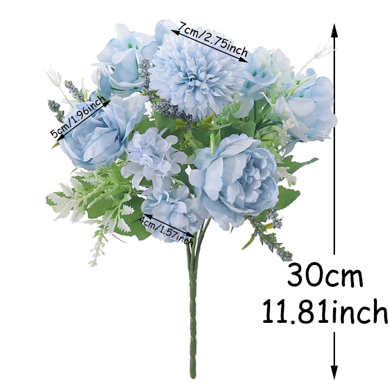 30cm Artificial Flower Peony Silk Hydrangea For Vase Fake Floral Bride Bouquet Wedding Home Living Room DIY Christmas Decoration