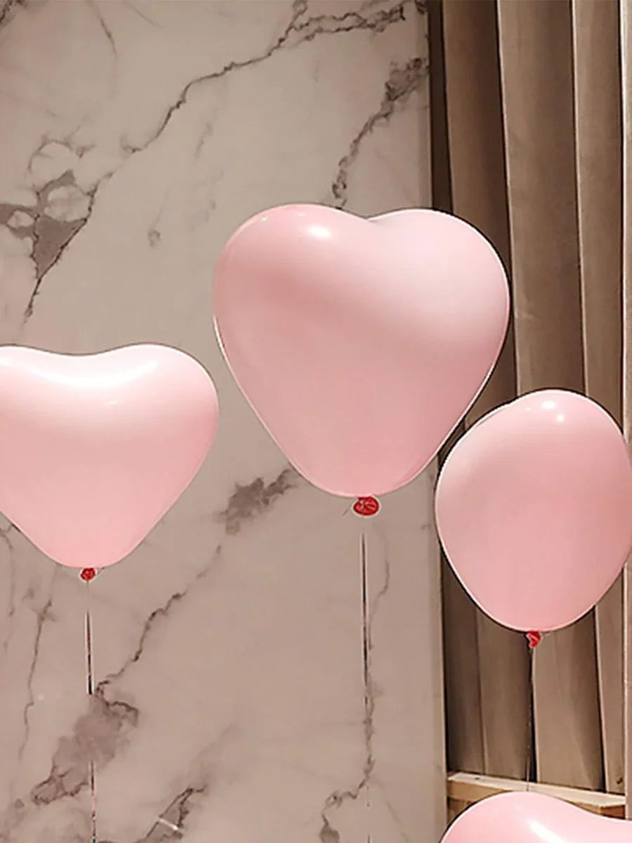 20Pcs Heart Shaped Balloons Red Pink Black Latex Balloon for DIY Valentine's Day Engagement Wedding Party Anniversary Decoration