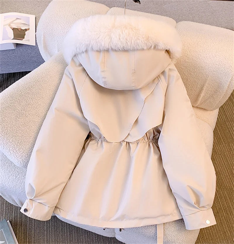 2023 New Fashion Women Winter Jacket Fake Fur Collar Oversized Long Coat Hooded Warm Lining Female Puffer Jacket Parkas Mujer