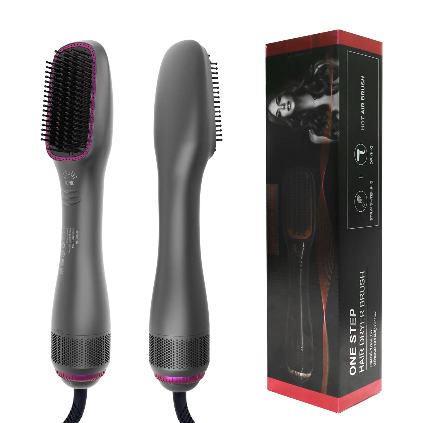 3 In 1 Hairdryer Brush Overheating Protection Negative Ion Hair Straightener Fast Heating Lightweight Hair Straightening Tool