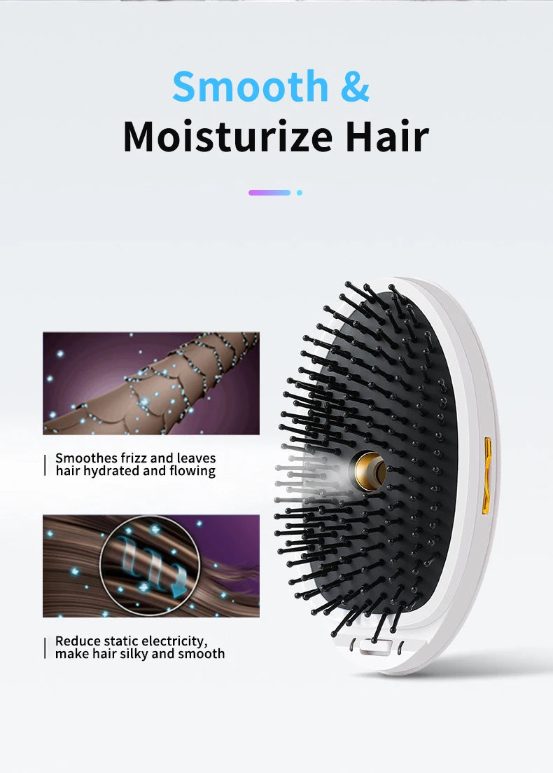 Hair Smoothing Straightening Brush Spray Steam Scalp Massage Comb Electric Ionic Household Hair Styler Tool for Frizzy Dry Hair