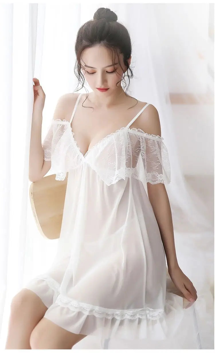 Sexy Women Nightwear Slip Dress Lace Women's Nightie Woman Night Very Sexuality Pyjama Special Zone Open Fancy Nightgown Slips