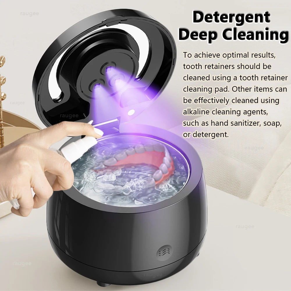 Ultrasonic Retainer Cleaner 43kHz Professional UV Cleaner for Dentures Mouth Guard Aligner Jewelry Ultrasound Washing Machine