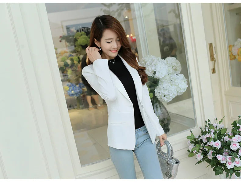 Women Blazer Korea Casual Slim Blazers Jackets Work Coat Outerwear Fashion Spring Career Female Jacket Office Lady NS5262