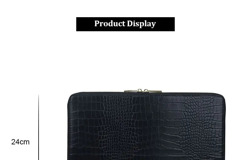 Free Customized Letters Laptop Bag For Macbook 13inch Computer Crocodile Pattern Pu Leather Briefcase Saffiano Travel Pouch