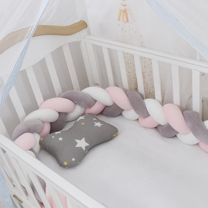 1M/2M3M/4M Baby Safety Bed Bumper Crib Anticollision Bumper for Newborn Knot Braid Pillow Cushion Cot Protector Crib Bedding Set