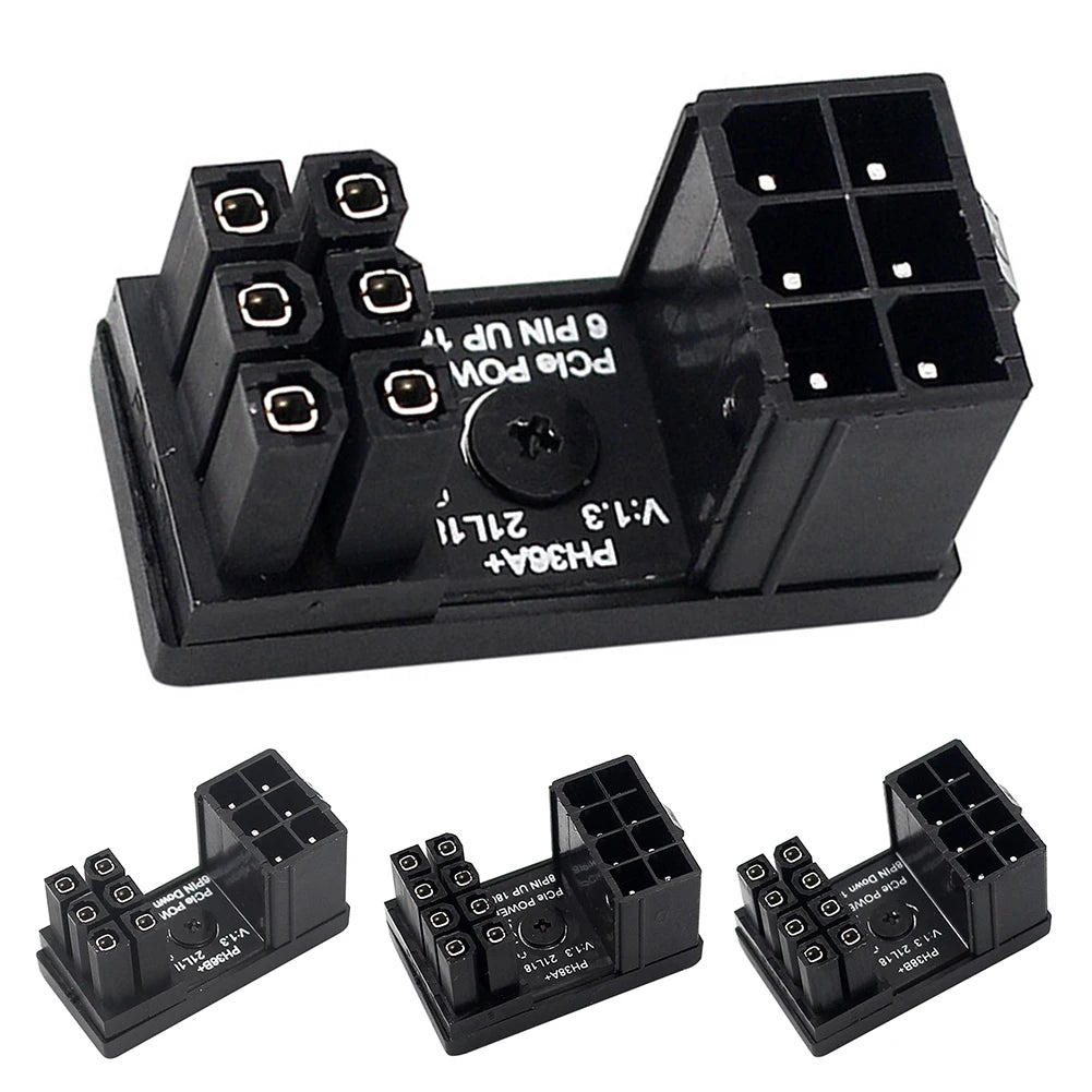 ATX 8Pin Female 180 Degrees Connector 6Pin 8Pin Adapter 8 Pin Video Card GPU Power Connector PC Computer Chassis Accessories