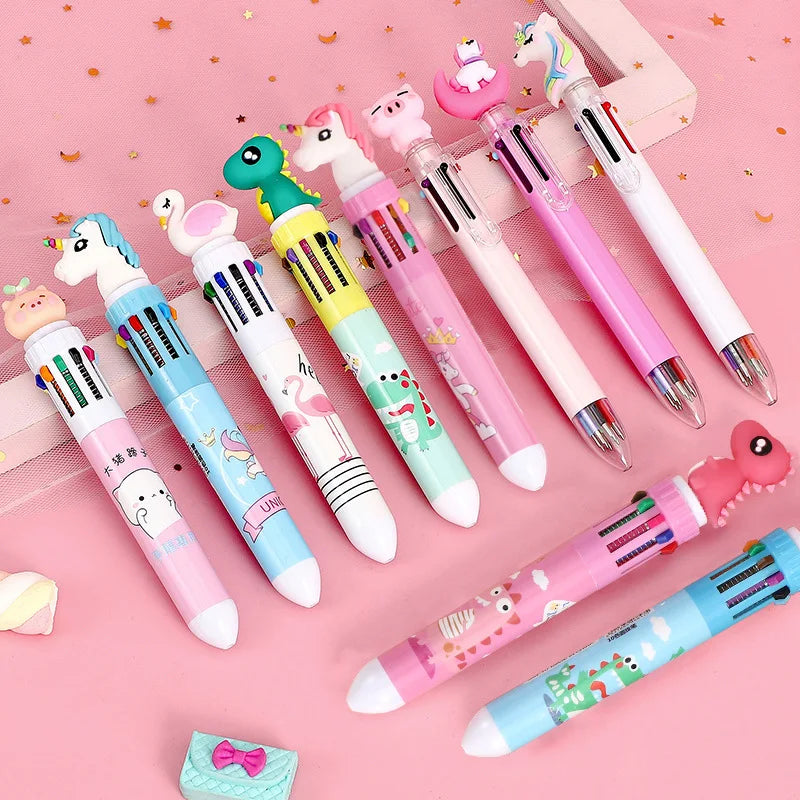 10 Colors Cute Cartoon Ballpoint Pen Dinosaur Kawaii Multicolor Gel Pen For Writing School Supplies Stationery Office Accessoris