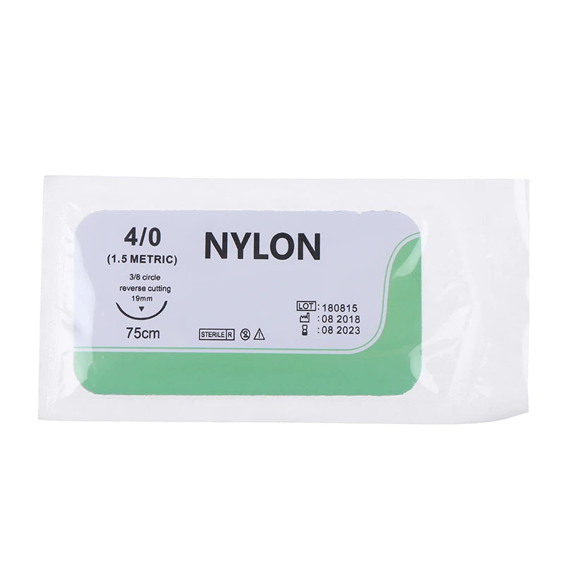 12PCS 2/0 3/0 4/0 Needle Suture Nylon Monofilament Non-injured Suture Medical Thread Suture For Medical Surgical Suture Tool