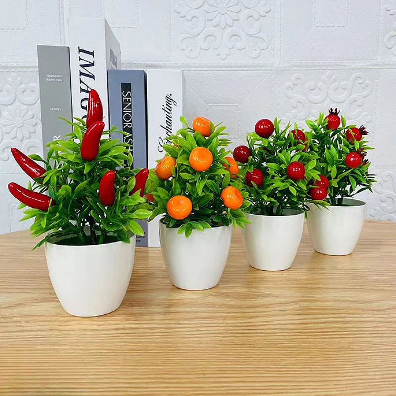 2024 Artificial Plants Bonsai Small Tree Simulation Pot Plants Fake Flowers Table Potted Ornaments Home Decoration Hotel