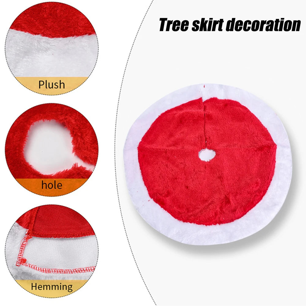 15 inch 38 cm Plush Christmas Tree Skirt White Faux Fur Xmas Trees Sequin Carpet Mat Small Skirts Home Party Decorations