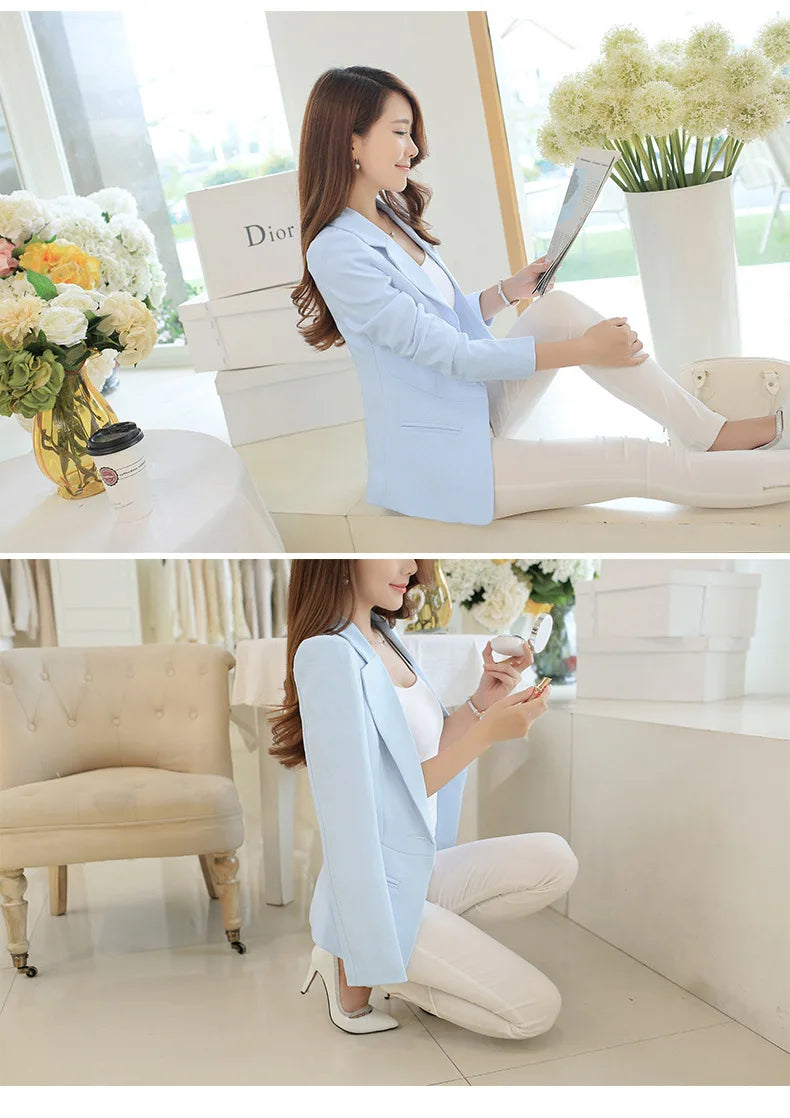 Women Blazer Korea Casual Slim Blazers Jackets Work Coat Outerwear Fashion Spring Career Female Jacket Office Lady NS5262