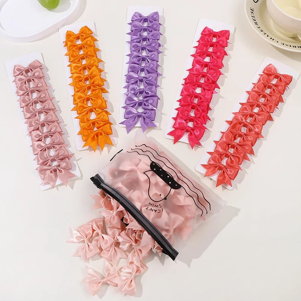 10Pcs/lot Solid Color Ribbon Baby Bows Hair Clips for Baby Girls Handmade Bowknot Hairpin MiNi Barrettes Kids Hair Accessories