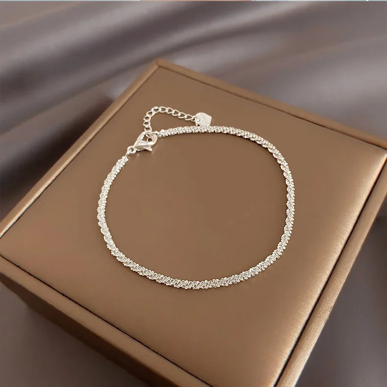 Stainless Steel Fashion Simple Shiny Chain Bracelet for Women Minimalist Adjustable Charm Bracelet Wedding Party Jewelry Gifts