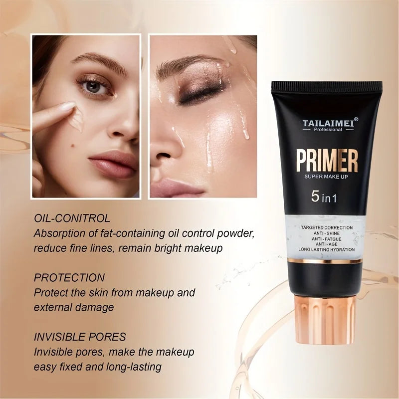 Waterproof Base Transparent Gel Makeup Primer - Full Coverage Matte Foundation With Color Retention, Natural Avocado And Rose Ex