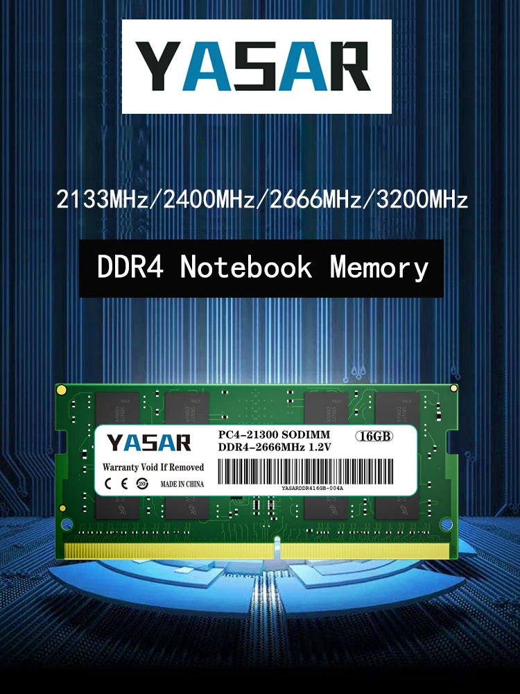 YASAR 50PCS DDR4 8GB 16GB 2133MHZ 2400MHZ 2666Mhz 3200MHZ Sodimm Memoria Ram PC4 19200 21300 25600 1.2V Notebook Laptop Memory