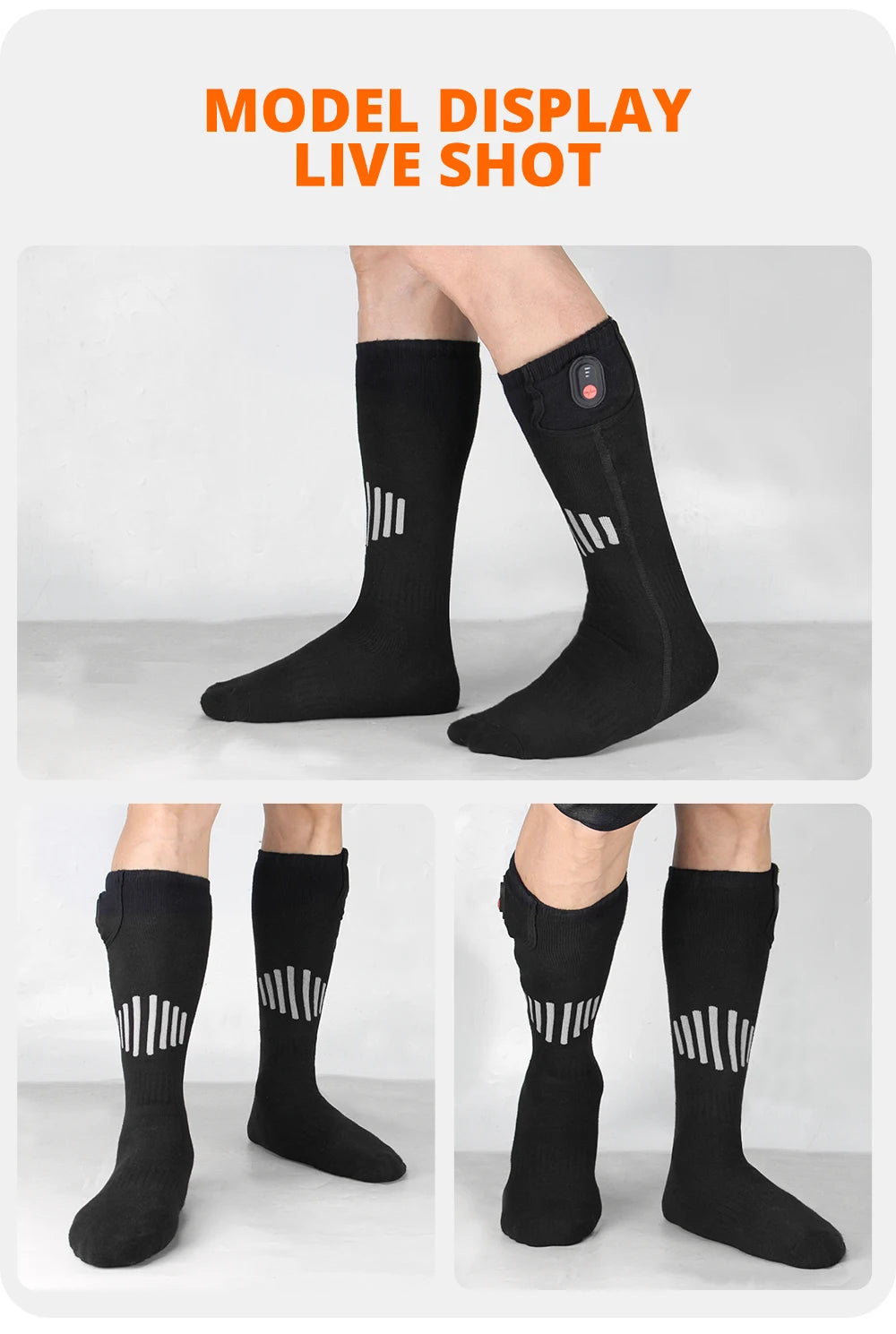 65℃ Heated Socks Winter Warmth 4000mAh USB Rechargeable Heating Socks Outdoor Ski Heated Boots Snowmobile Skiing Sock