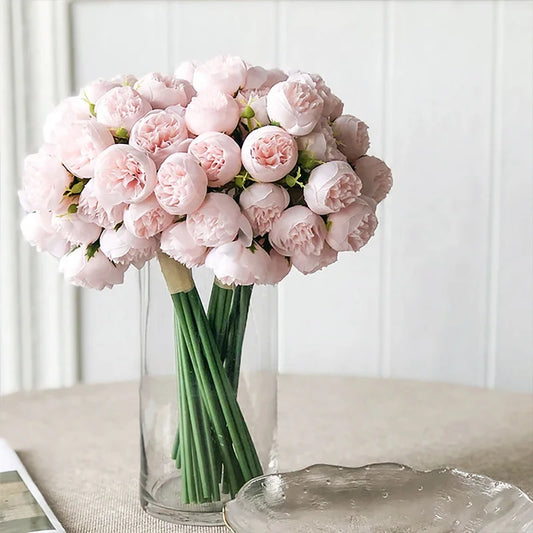Peony Artificial Flowers Silk Bouquet 27 heads Roses Fake Flower for Table Vase Arrange Home Wedding Decoration Flowers