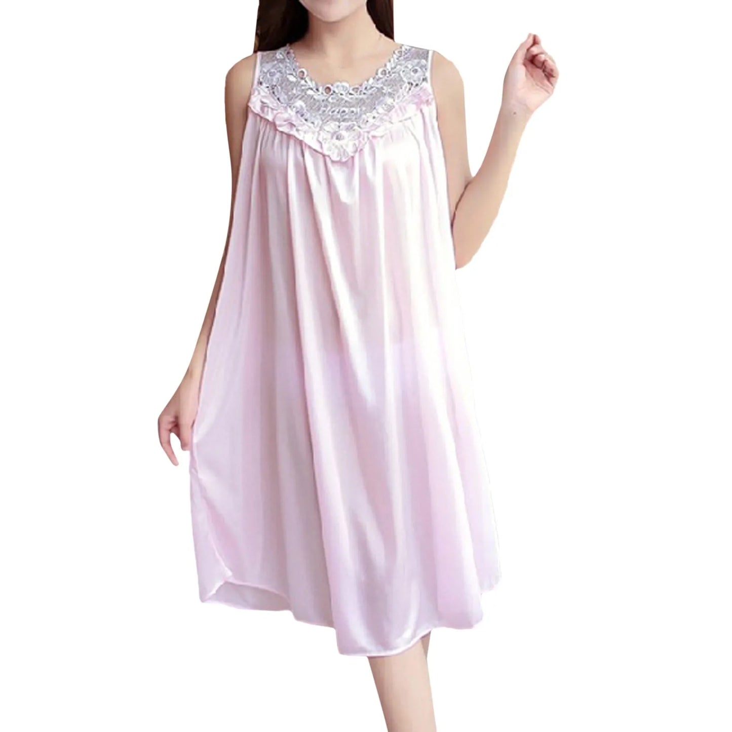 Women Nightgowns Satin Lace Sleepwear Nightwear Sexy Pyjama Women Home Clothing Sleepwear Female Free Size Lingerie Gown Robe