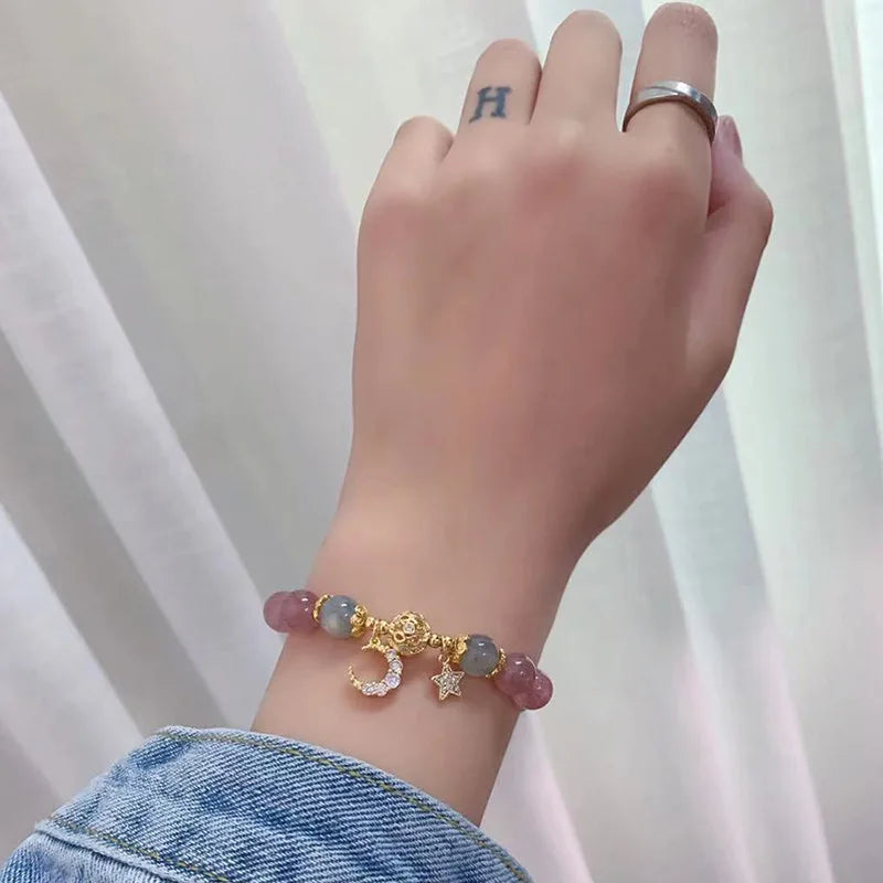Gold Color Bracelet Set of Four Stainless Steel Sequins Rhinestone Bracelet Combination for Women Chain Bracelet Jewelry Gifts