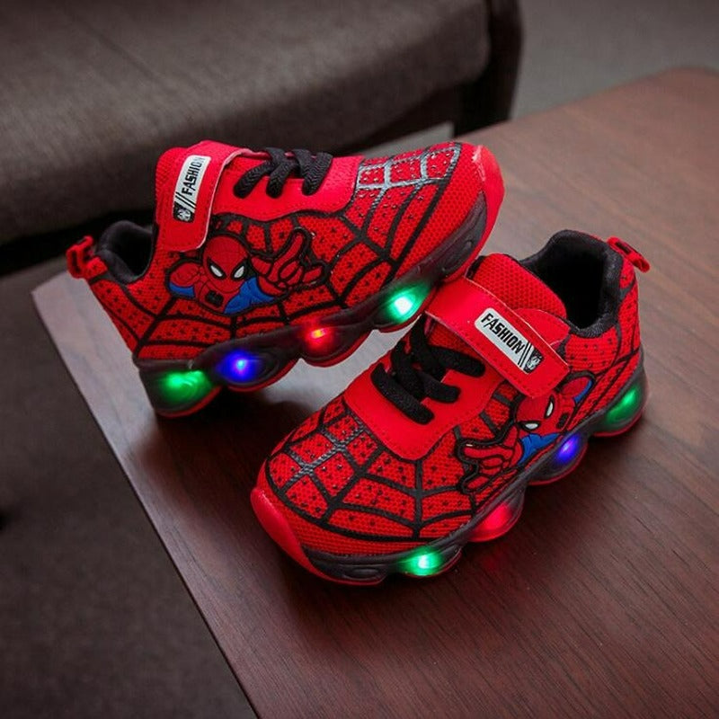 Spiderman LED Light Kids Shoes Boys and Girls Light Kids Light Kids Sports Shoes Mesh Sports Boys and Girls LED Light Shoes