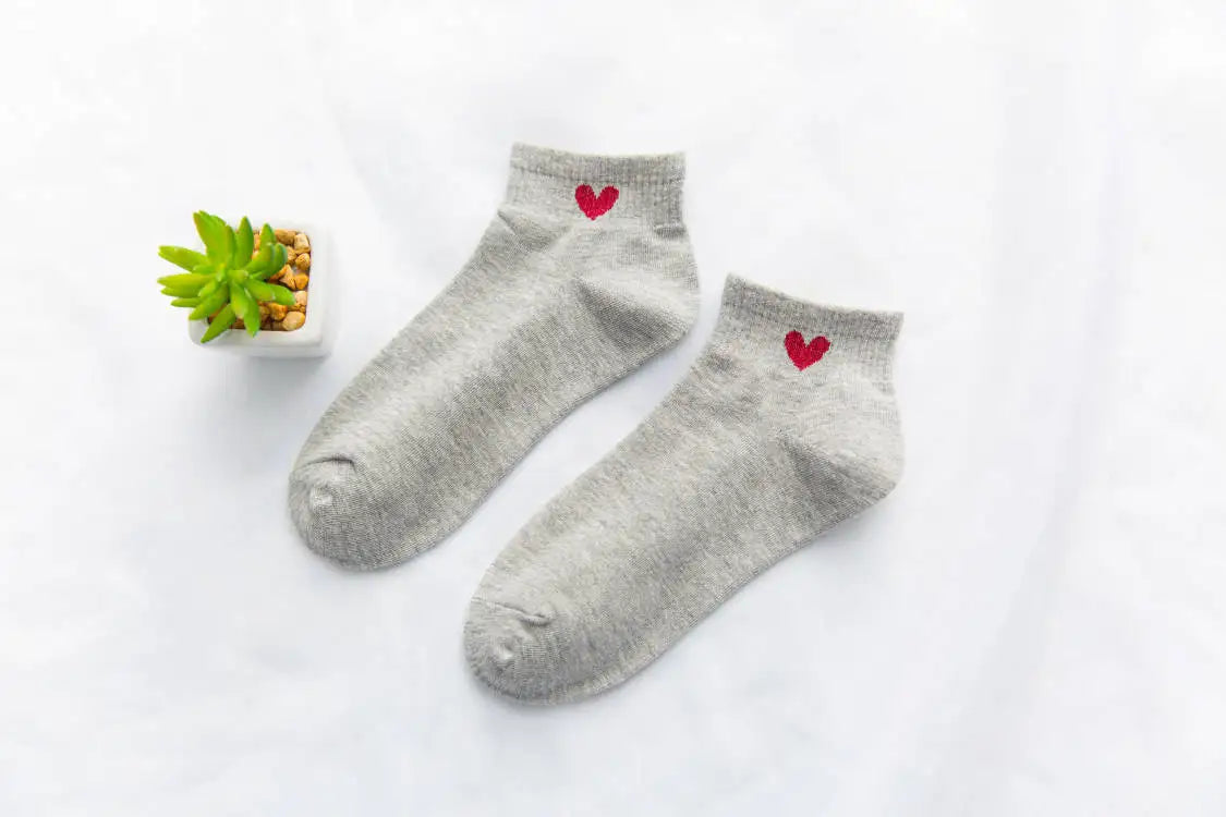 Spring and Autumn Love Women's Socks Casual Sports Short Boat Sock Cute Pure Cotton Ankle Socks Harajuku