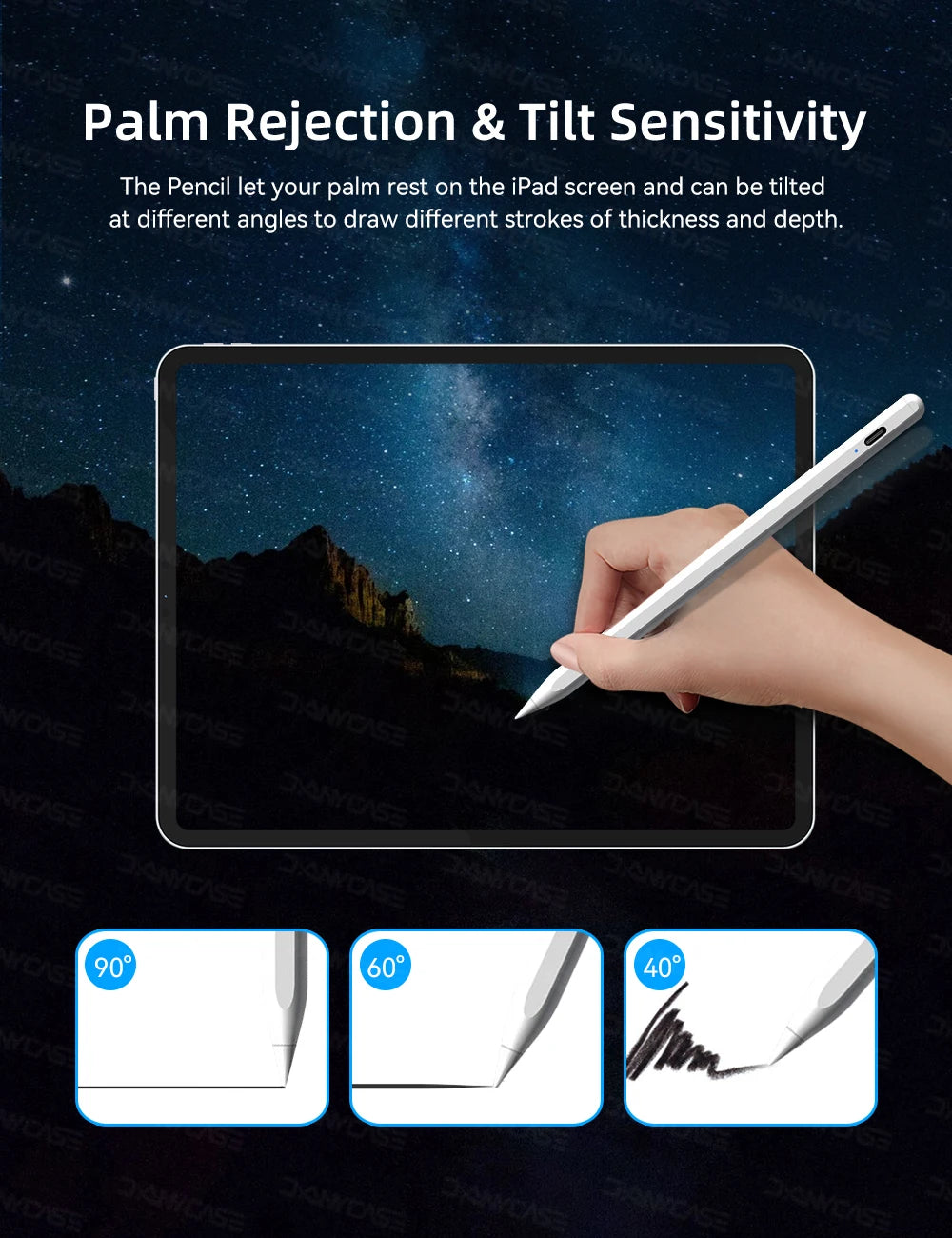 For Apple Pencil 2 for iPad Pencil 1 Bluetooth Stylus Pen Palm Rejection fit iPad Pen 2022 2021 2020 2019 2018 Stylus Pen