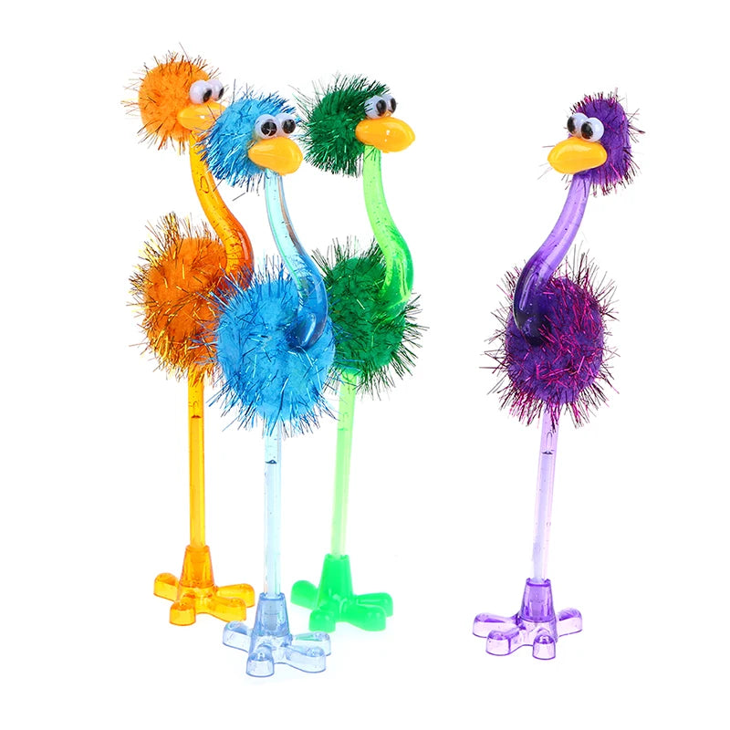 1pc Kawaii Cartoon Ostrich Shape Ballpoint Pen Blue Ink Creative Feather Pens For Student Office Writing Stationery Supplies