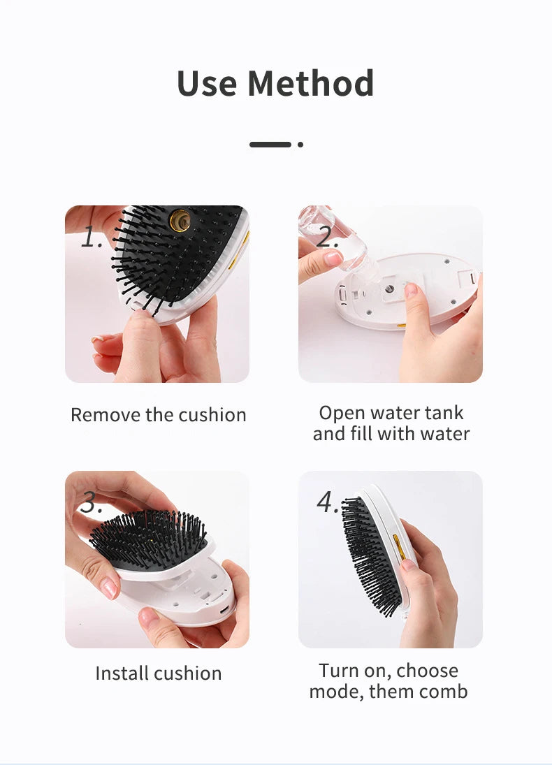Hair Smoothing Straightening Brush Spray Steam Scalp Massage Comb Electric Ionic Household Hair Styler Tool for Frizzy Dry Hair