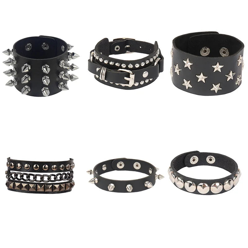 2022 Punk Rivet Nightclub Trend Bracelet Skull Bracelets Bangle Stainless steel Gothic Multi-level Fashion Jewelry wholesale