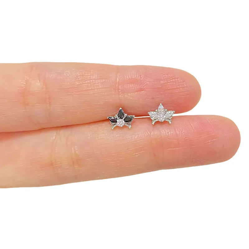 ASTM F136 Titanium EAR Stud PIERC with 4 CZ Top Cartilage Tragus Earrings Ear Lip Helix Studs Tongue Fashion Piercing Jewelry