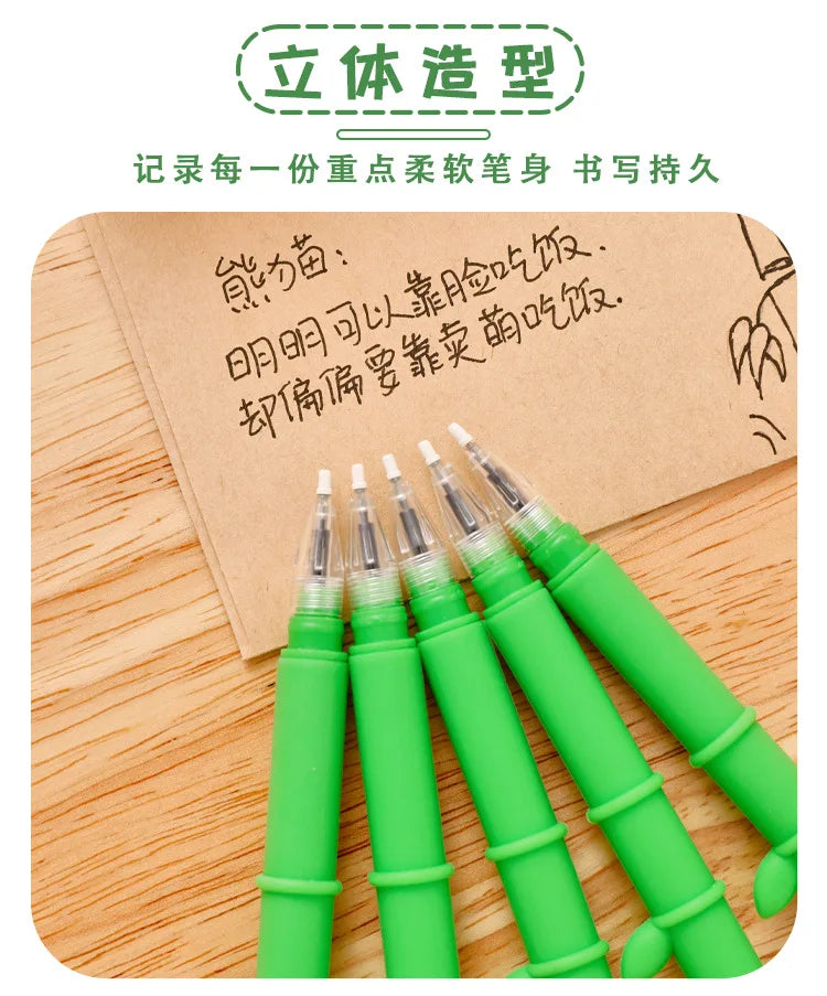 6 pcs/lot Panda Bamboo Soft Silicone Gel Pens For Writing Cute Signature Pen School Office Stationery Art Deco Gel Pens