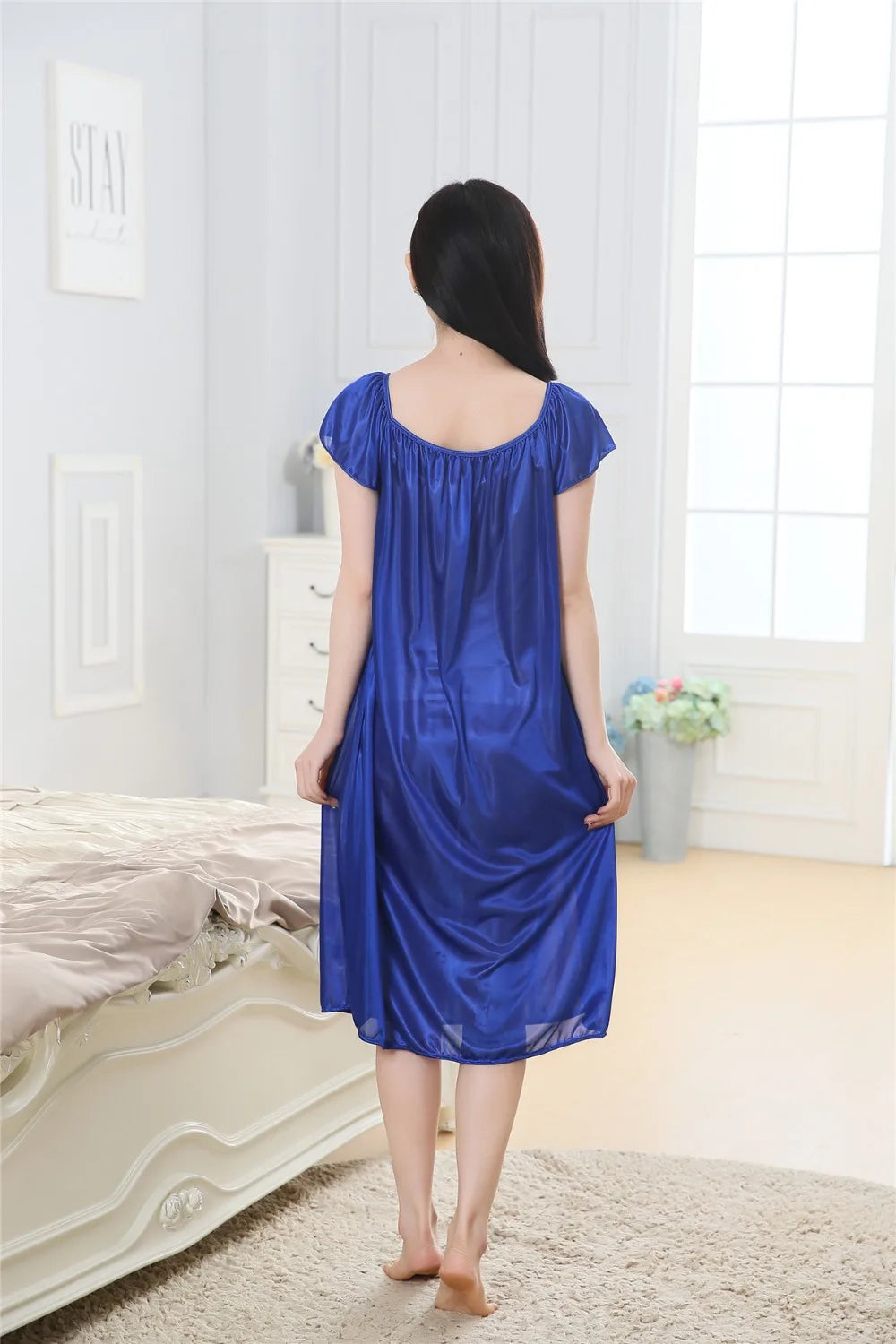 Women's Sexy Sleepwear Plus Size Ice Silk Satin Underwear Night Dress Nightgown Female Lingerie Dress Sexy Nightwear for Ladies