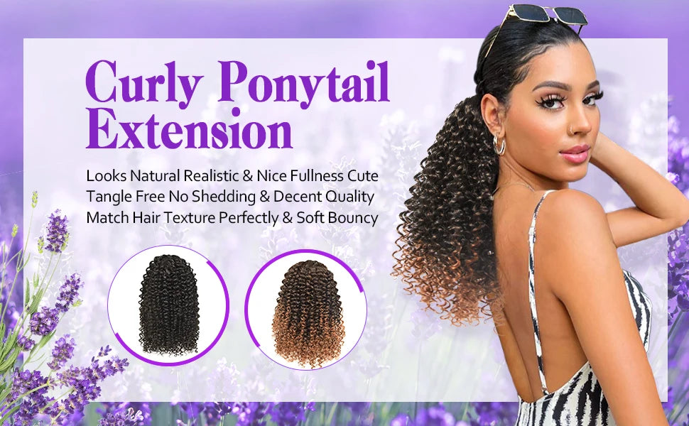 Synthetic 10 Inch Short Kinky Curly Ponytail Extension for Black Women Natural Drawstring with Two Clips Afro Women Daily Use