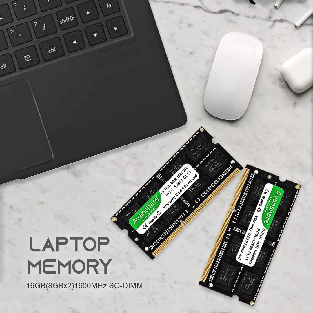 Avanshare 10Pcs Laptop Memory RAM DDR3 DDR3L 8GB 4GB 1600MHz 1333MHz SODIMM 1.35V 1.5V PC3/PC3L-12800S PC3-10600S Non-ECC