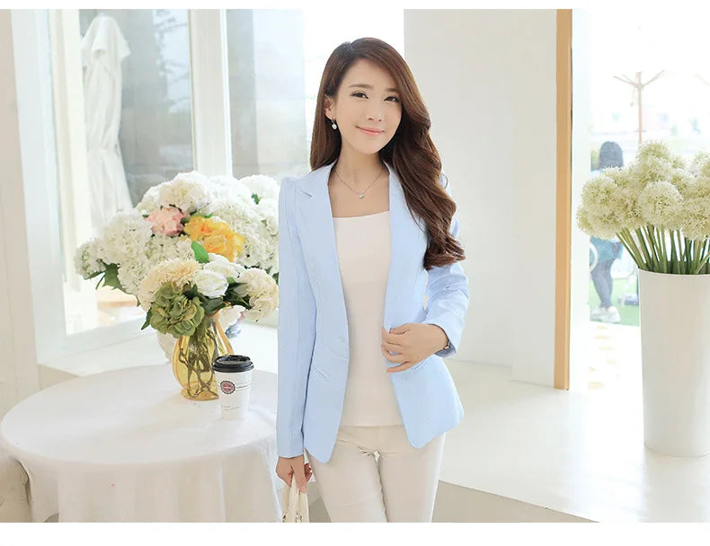 Women Blazer Korea Casual Slim Blazers Jackets Work Coat Outerwear Fashion Spring Career Female Jacket Office Lady NS5262