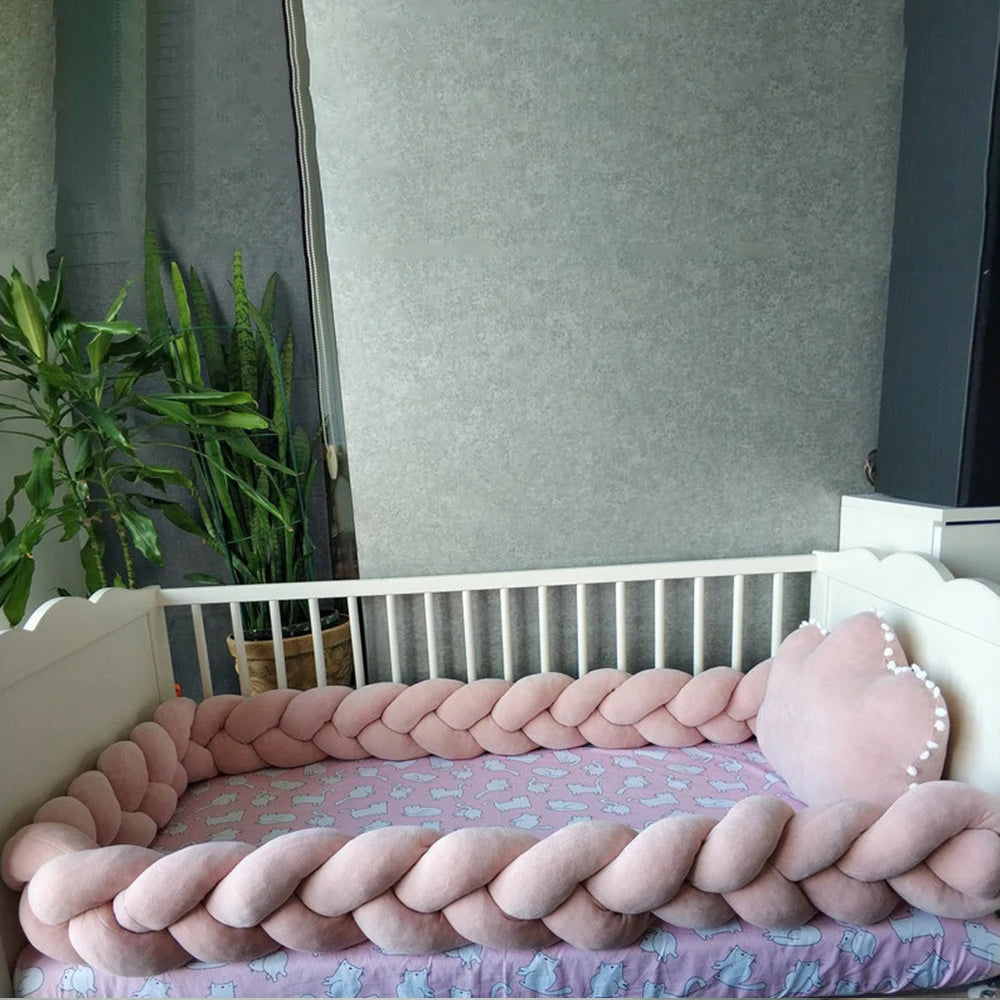 1-4M Newborn Baby Crib Bumper Cot Protector Infant Bedding Set for Babies Boys Girls Braid Knot Pillow Cushion Room Decor