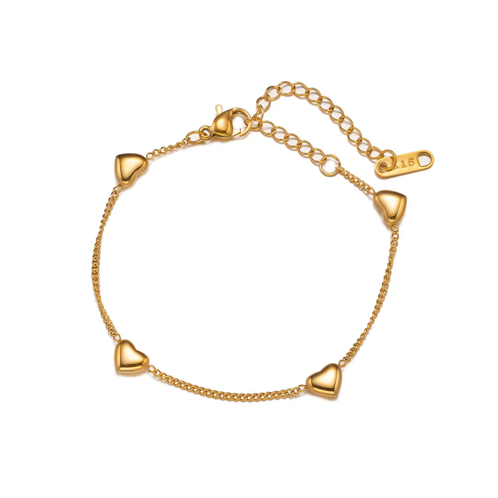 316L Stainless Steel New Fashion Upscale Jewelry Love Heart Shape Charm Chain Bracelets For Women Couple Girl's Gift
