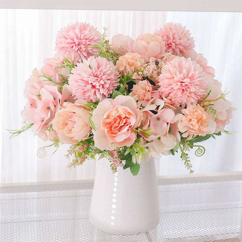30cm Artificial Flower Peony Silk Hydrangea For Vase Fake Floral Bride Bouquet Wedding Home Living Room DIY Christmas Decoration
