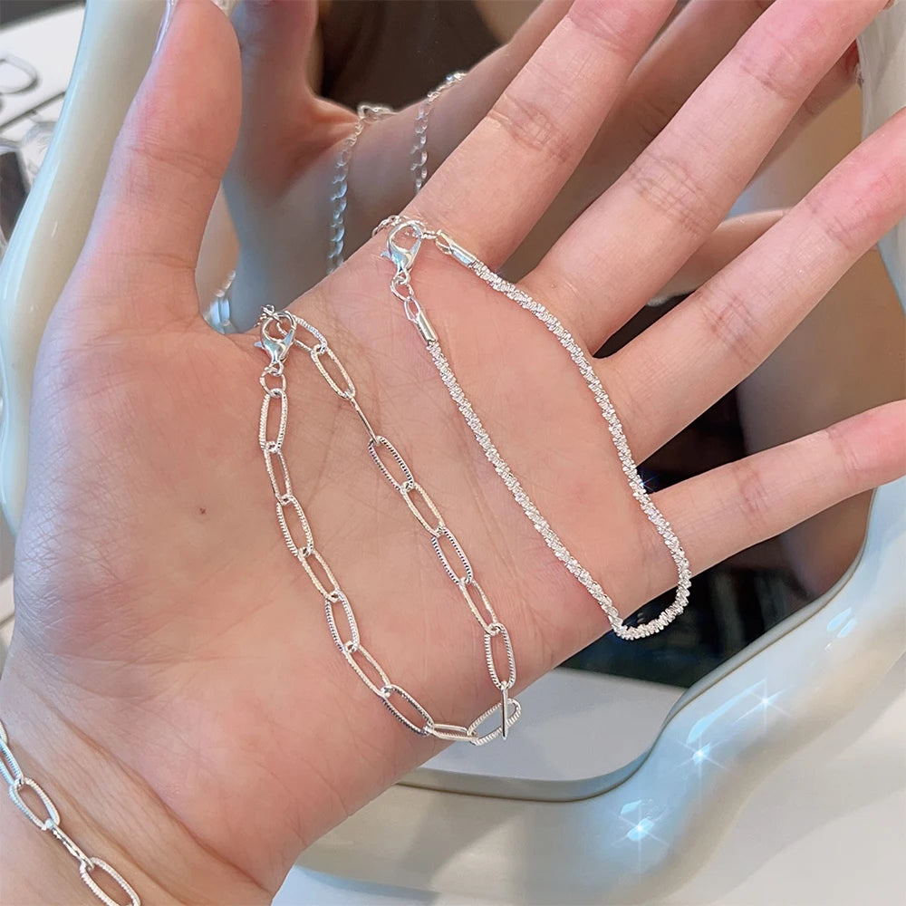 Stainless Steel Fashion Simple Shiny Chain Bracelet for Women Minimalist Adjustable Charm Bracelet Wedding Party Jewelry Gifts