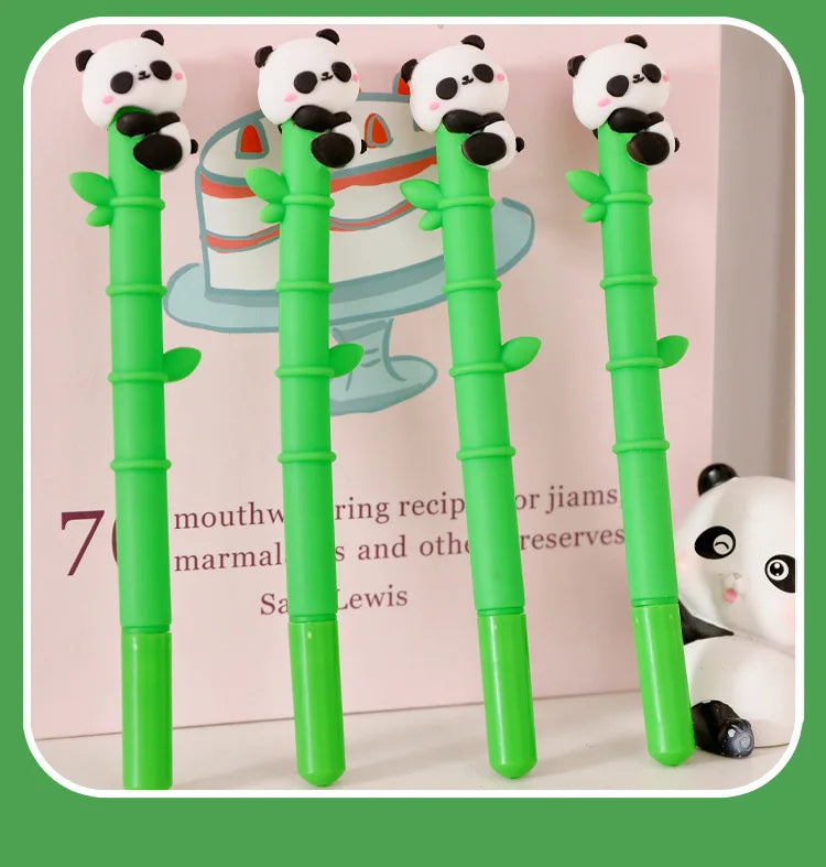 6 pcs/lot Panda Bamboo Soft Silicone Gel Pens For Writing Cute Signature Pen School Office Stationery Art Deco Gel Pens