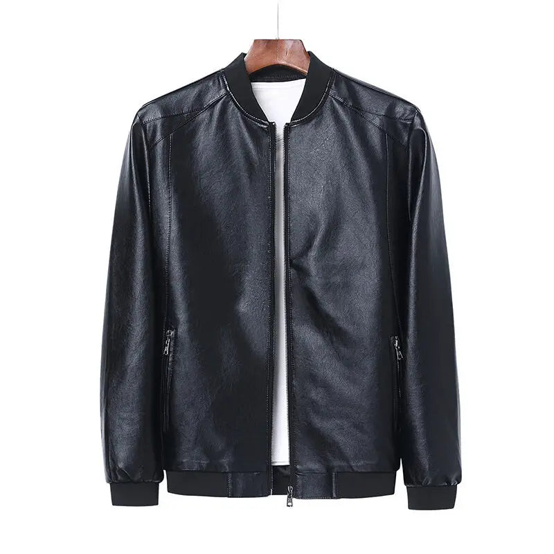 2023 Autumn New Men Black Biker PU Leather Coat Korean Fashion Men Pu Leather Jacket Trend Casual Fit Slim Baseball Clothes 8Xl