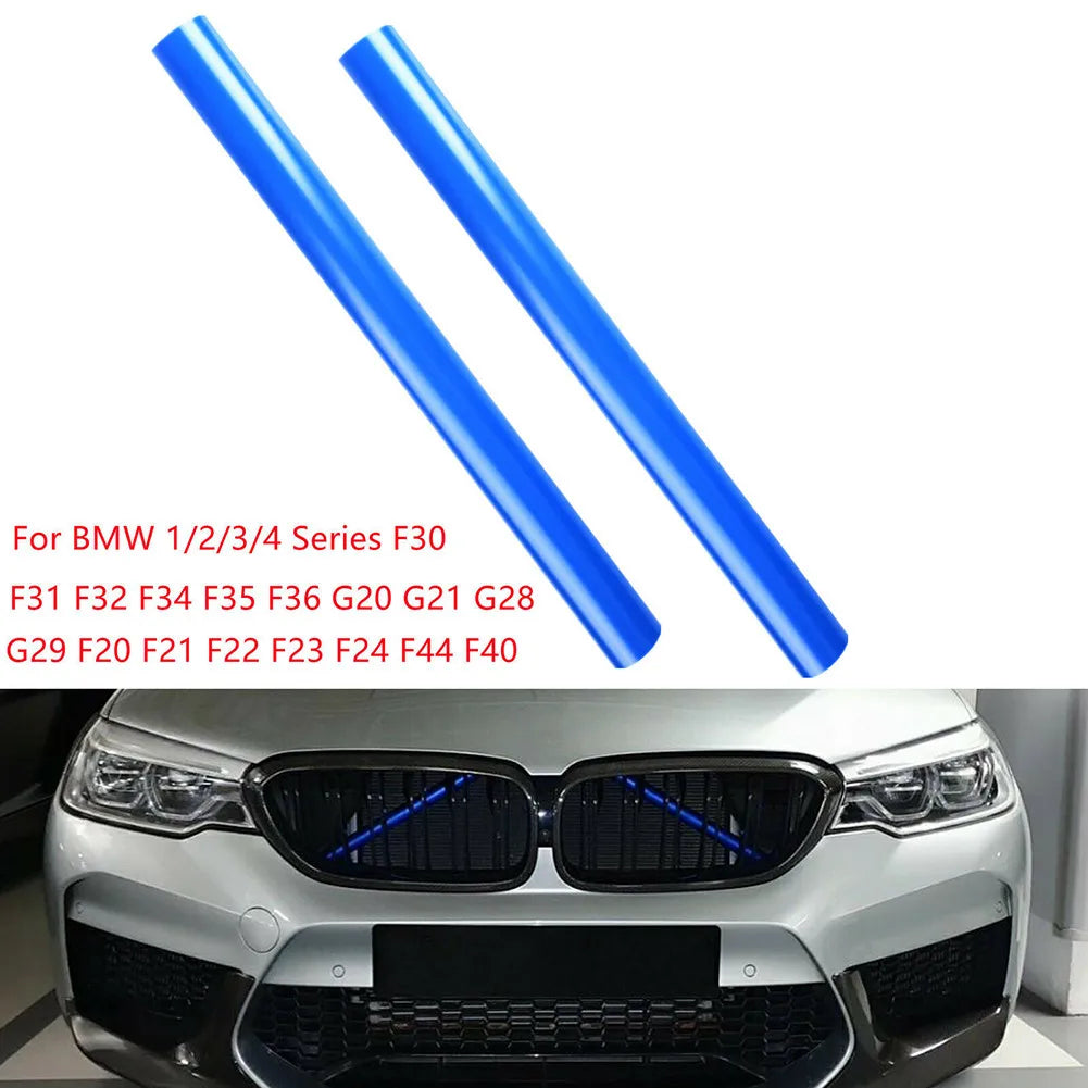 2Pcs Blue Bumper Grille Trim Strips Support Bar Racing Style For BMW F30 F31 F32 F33 F34 F35 F36 G20 G21 G28 G29 F20 F21 F22 F23