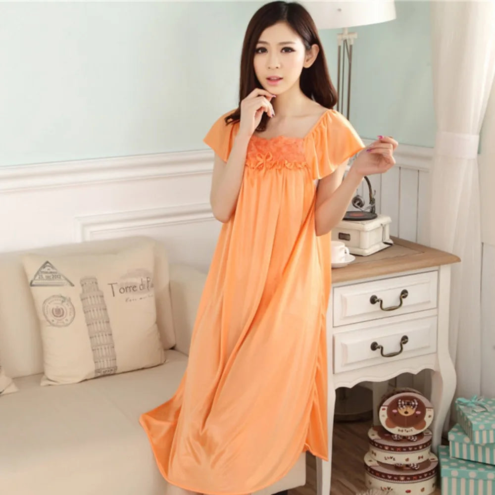 Women's Sexy Sleepwear Plus Size Ice Silk Satin Underwear Night Dress Nightgown Female Lingerie Dress Sexy Nightwear for Ladies