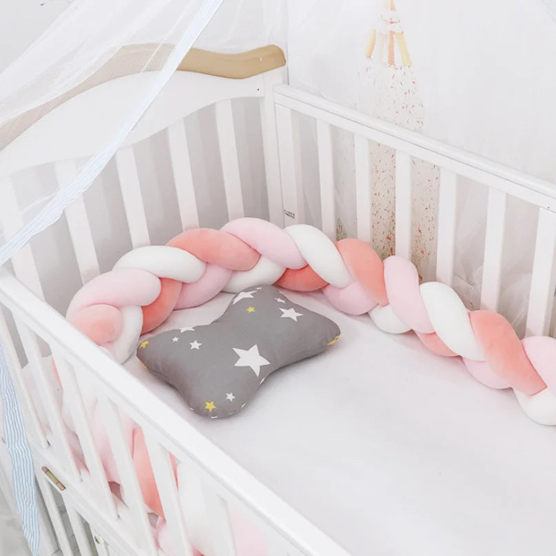 1M/2M3M/4M Baby Safety Bed Bumper Crib Anticollision Bumper for Newborn Knot Braid Pillow Cushion Cot Protector Crib Bedding Set