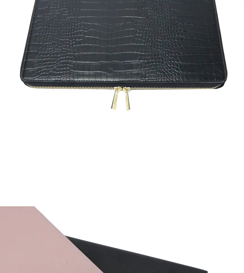 Free Customized Letters Laptop Bag For Macbook 13inch Computer Crocodile Pattern Pu Leather Briefcase Saffiano Travel Pouch