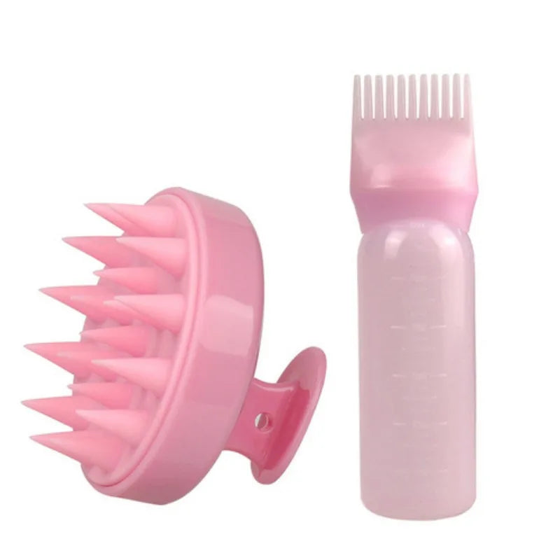 120ML Hair Dye Applicator Bottles Portable Hair Roots Massager Plastic Dyeing Shampoo Bottle Oil Comb Brush Hair Coloring Tools