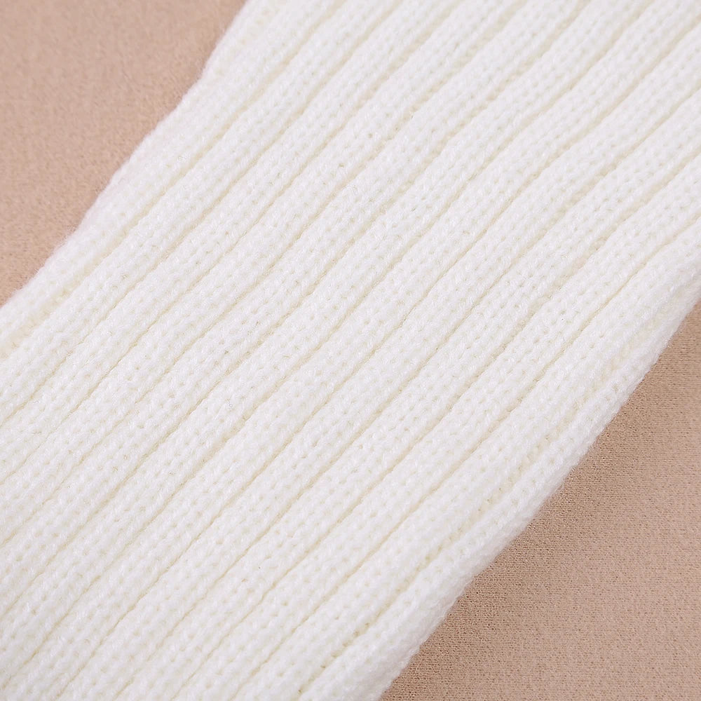 Y2K White Knitted Long Socks Autumn Winter Thicken Warm Foot Cover Women Loose Crochet Socks Boot Cuffs Soft Comfortable Socks